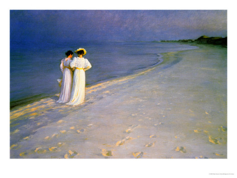 Summer Evening on the Skagen Southern Beach with Anna Ancher and Marie Kroyer - Peder Severin Kroyer Painting On Canvas